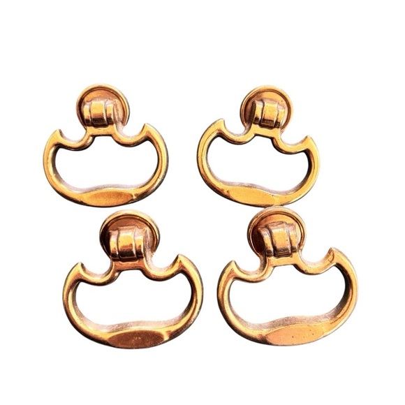 Set of 4 Late 20th Century Brass Cabinet/Drawer Pulls 2.25X2.5” Replace Upcycle - Picture 3 of 5